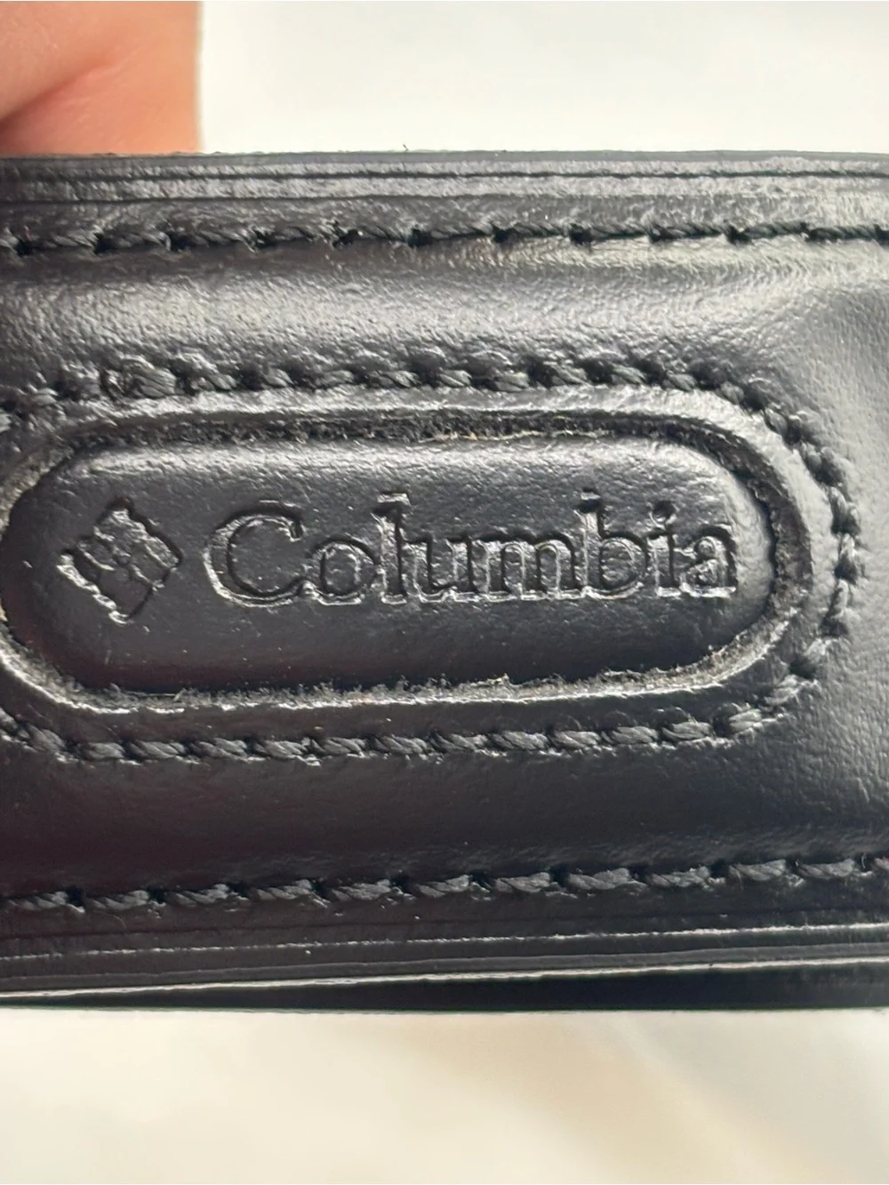 New Columbia Men's Black Leather Belt Size 48 Stitching XXL